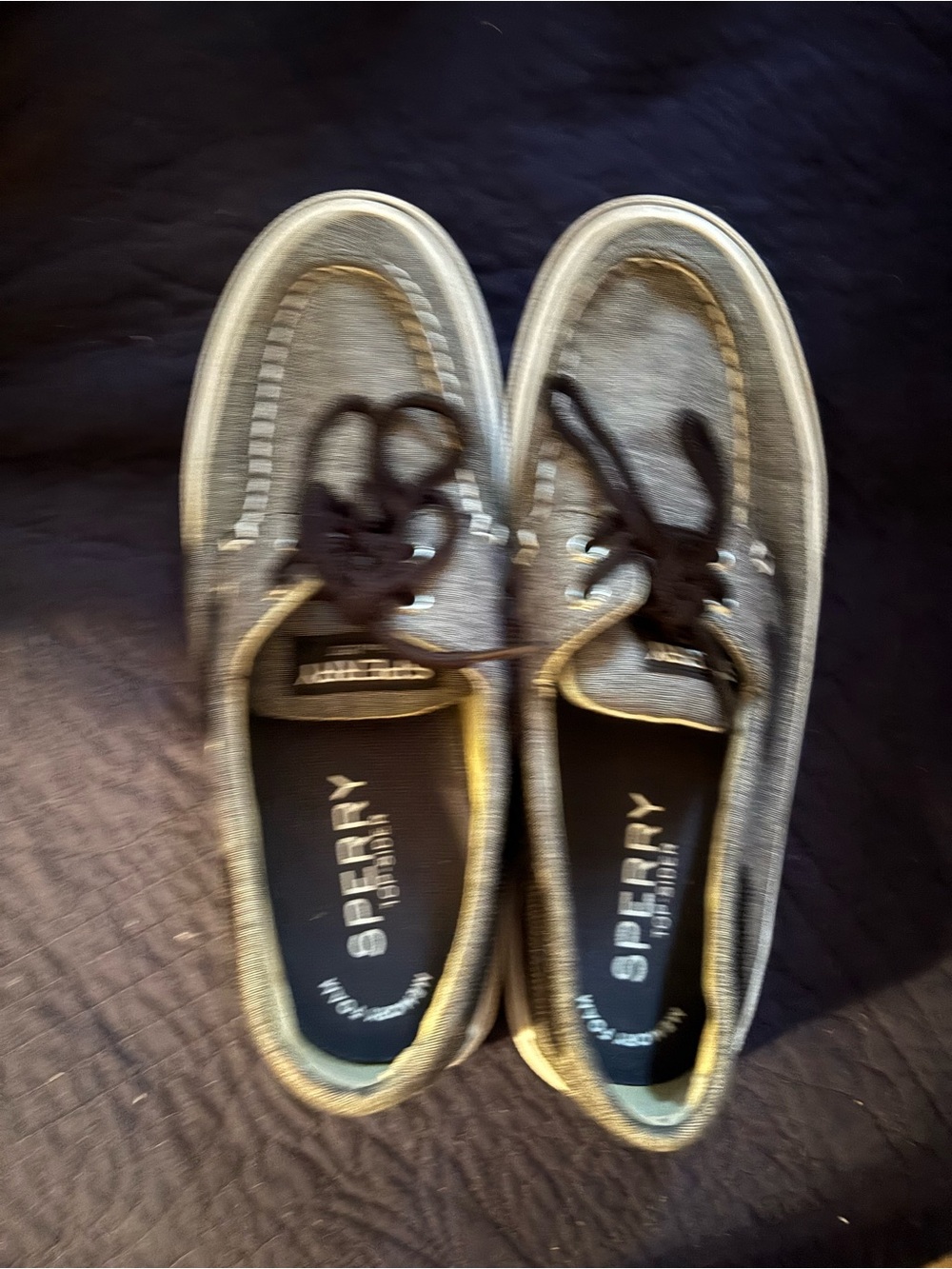 Sperry Gray Canvas Lace-Up Boat Shoes